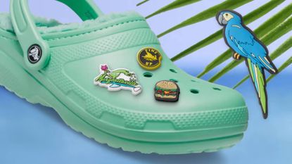 Green Crocs with Jibbitz Charms