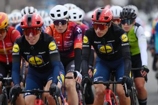 NINOVE BELGIUM FEBRUARY 24 Elisa Balsamo of Italy and Team LidlTrek competes during the 16th Omloop Het Nieuwsblad 2024 Womens Elite a 1271km one day race from Ghent to Ninove UCIWWT on February 24 2024 in Ninove Belgium Photo by Alex BroadwayGetty Images