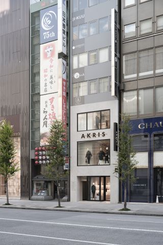 the david chipperfield architects for akris designed store in Ginza, seen here the austere front facade
