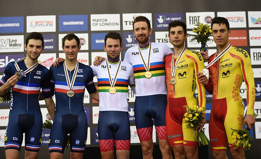 The men's Madison podium