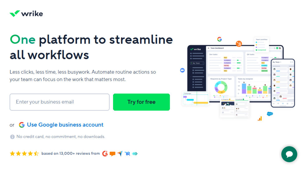 Wrike website screenshot (May 2025)