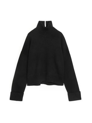 High-Neck Wool Jumper - Black - Arket Gb