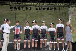 USA road champion Matthew Busche lines up with his Trek Factory Racing team