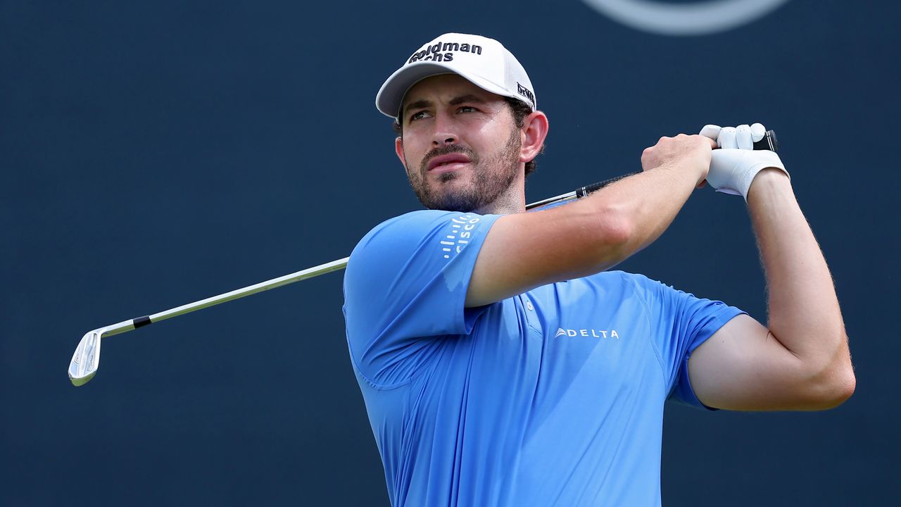 Patrick Cantlay hits an iron shot