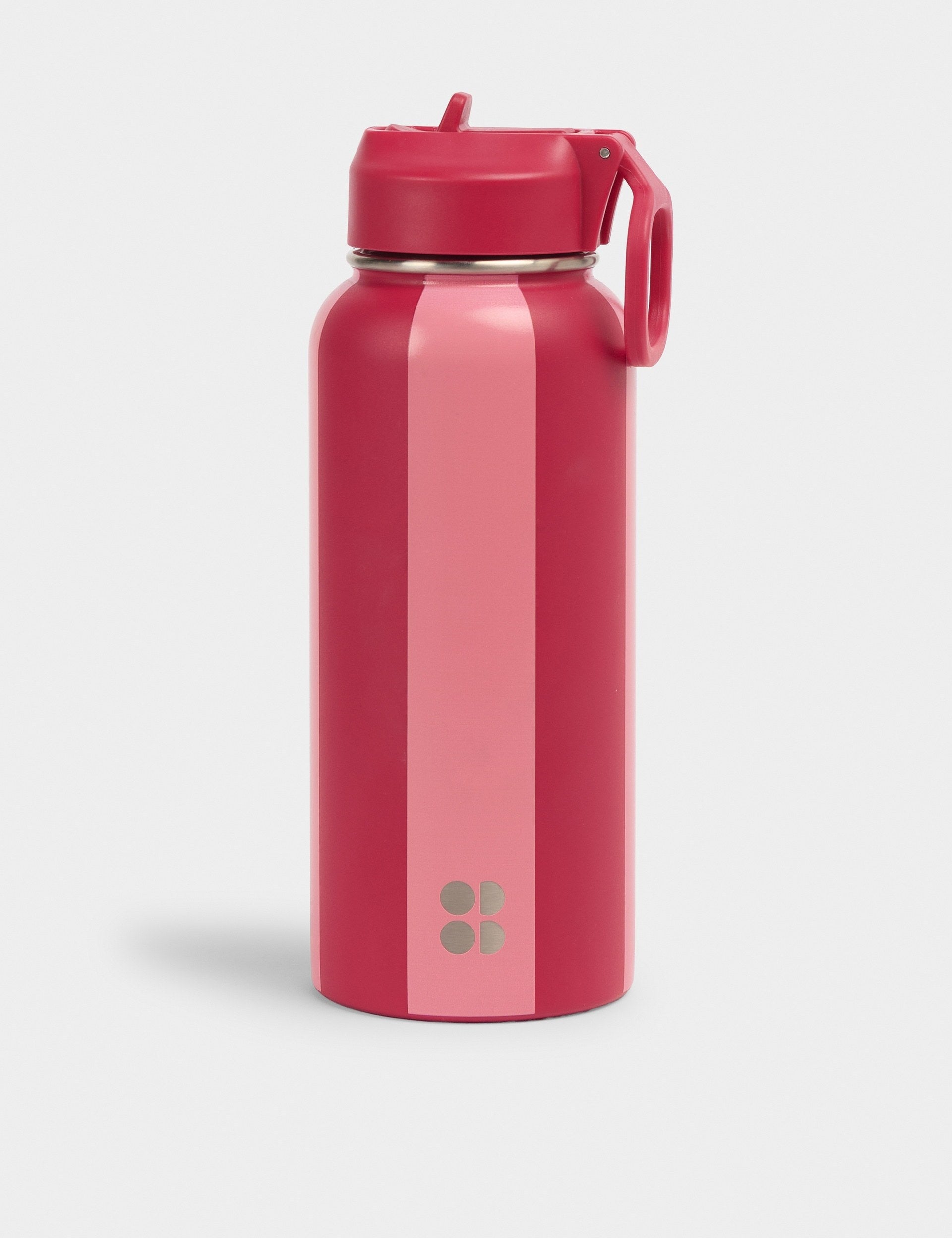 Keep It Chill Straw Water Bottle 950ml - Melrose Pink/crimson Red Stripe