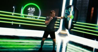 Quest 2 fitness games: A user working out in the Metaverse with Liteboxer