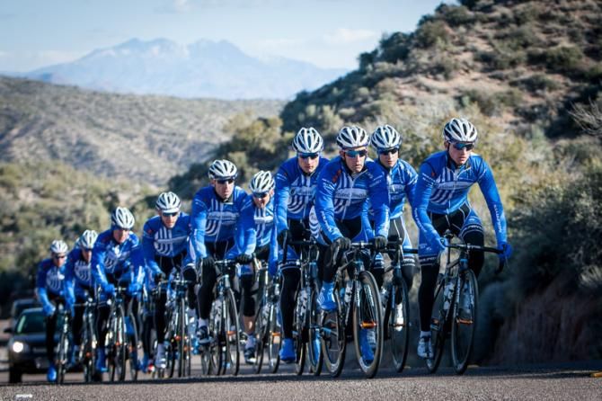 The 2013 UnitedHealthcare team gets in more climbing in the Arizona desert.