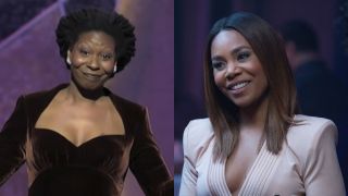 Whoopi Goldberg hosting the Oscars in 1994 and Regina Hall in Girls Trip