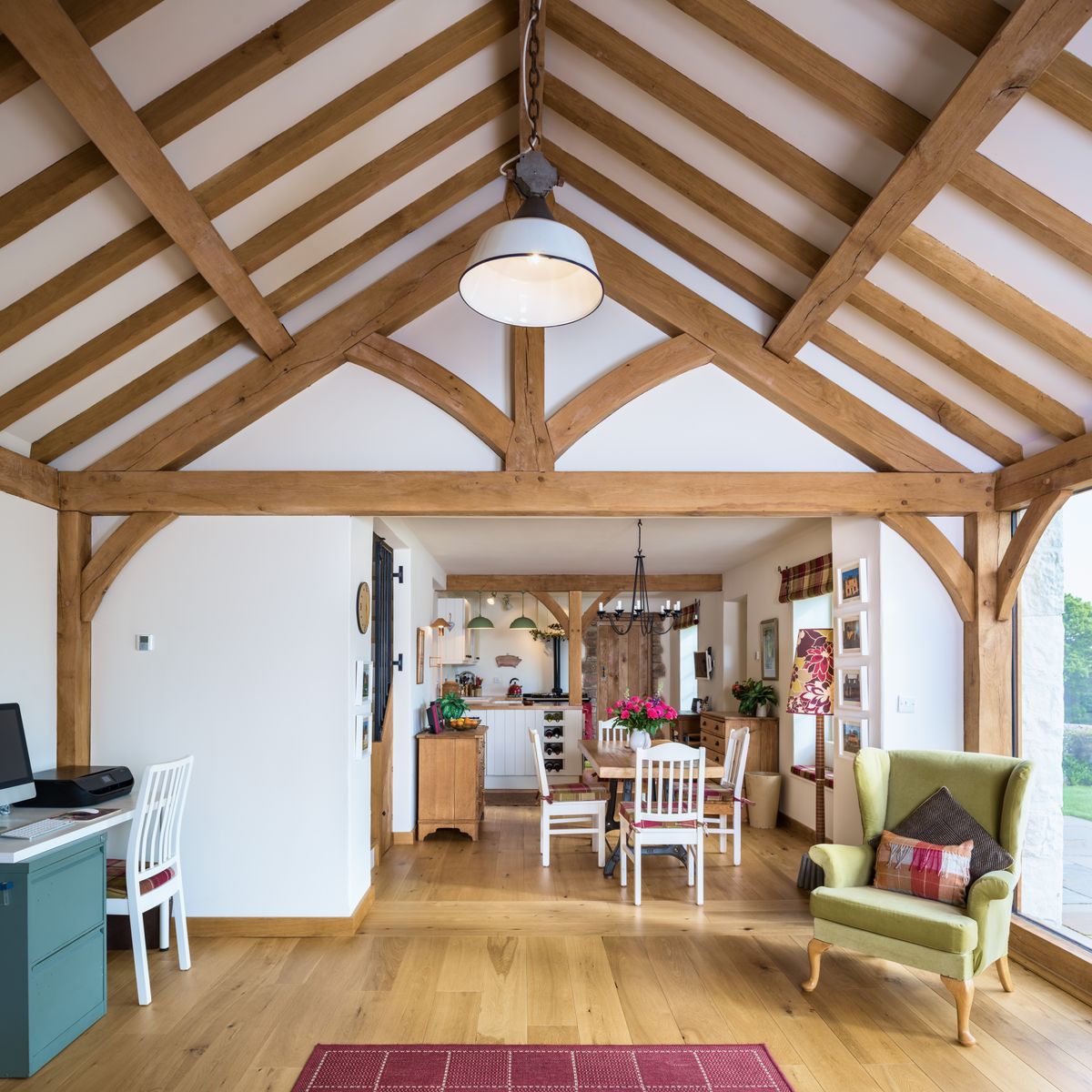interior view of kitchen in oak frame cottage
