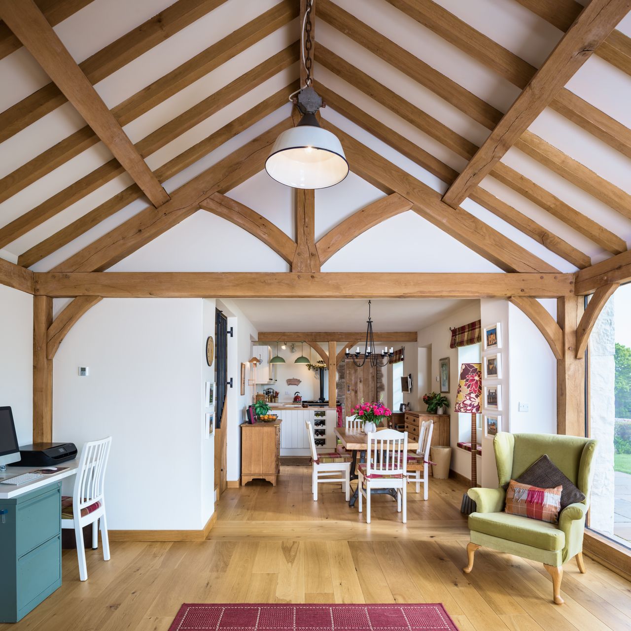 interior view of kitchen in oak frame cottage