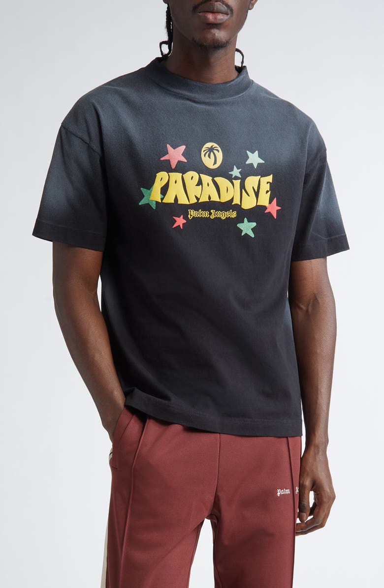 Paradise Palm Glitter Graphic T-Shirt