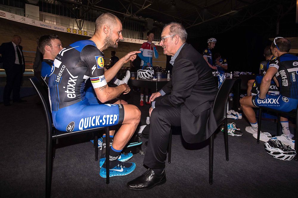 Tom Boonen and Dirk Nachtergaelle at the Etixx-QuickStep presentation.