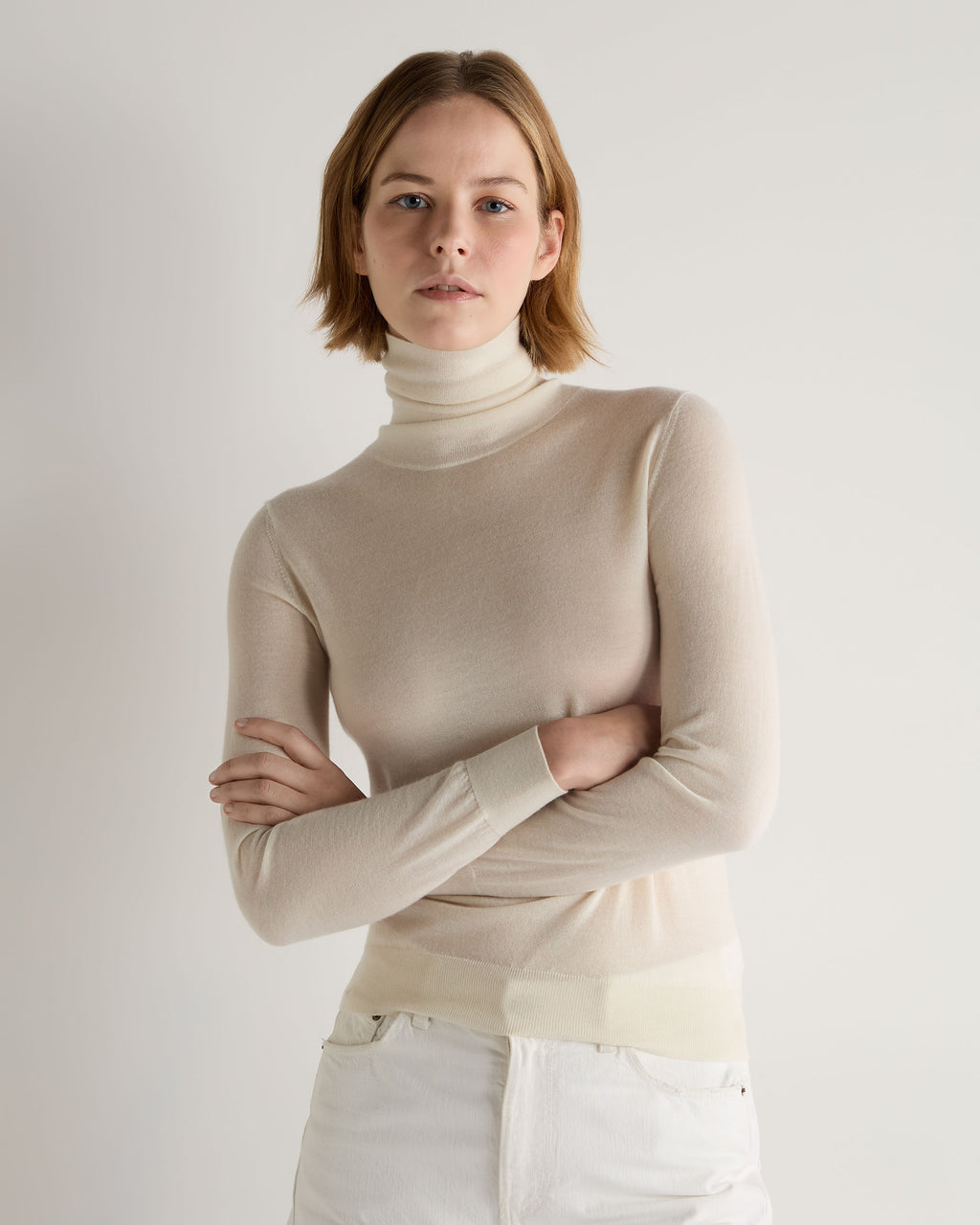 Women's Margot Superfine Cashmere Roll Neck Jumper New Ivory White