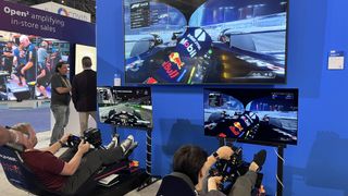 PPDS has a Red Bull Formula 1 racecar simulator set up at its booth.