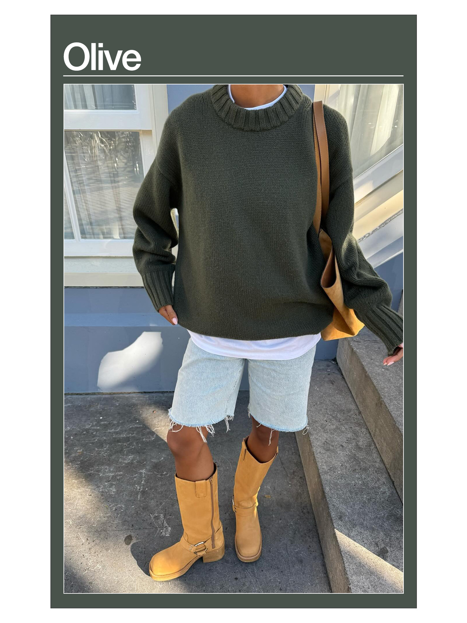 Amaka Hamelijnck wearing an olive sweater