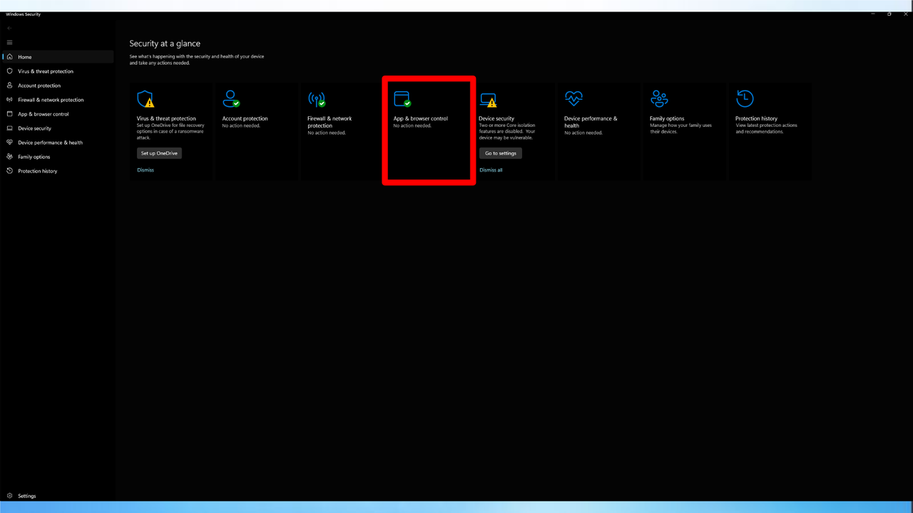 Windows 11 settings disabling smart app control