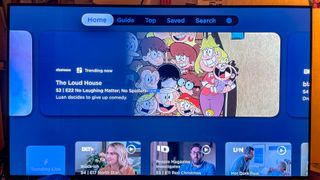 Philo TV streaming service home screen on TV