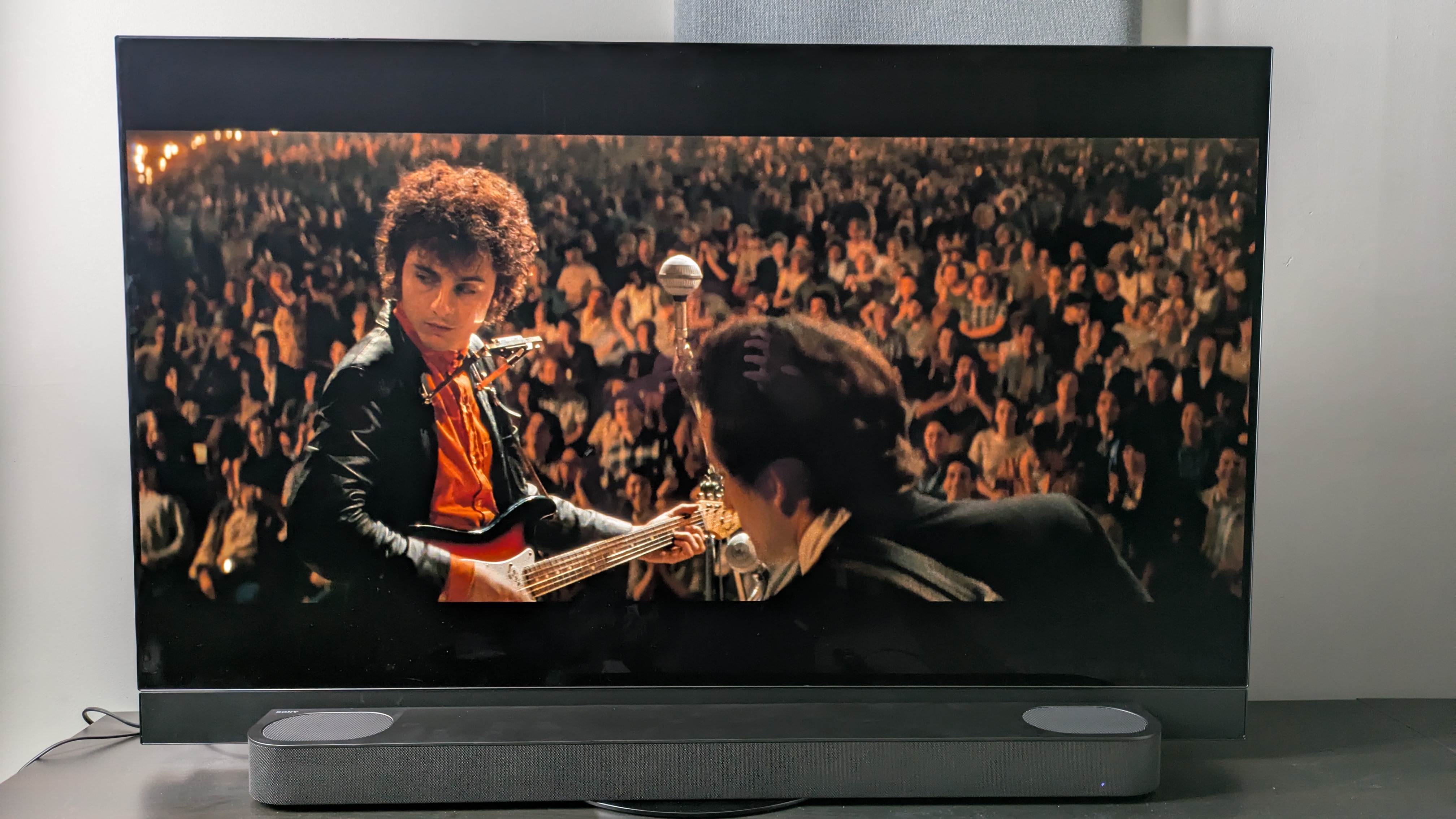 Sony Brvaia Theater bar 6 connected to Panasonic Mz1500 displaying A Complete Unknown on screen