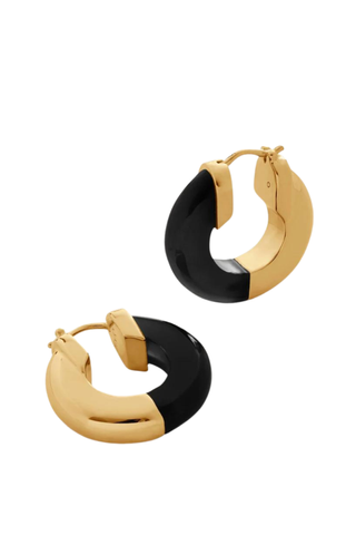 Gold Vermeil Kate Young Gemstone Small Hoop Earrings - Black Onyx