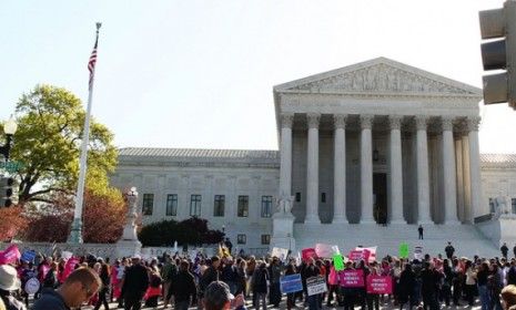 Protests for and against ObamaCare outside the Supreme Court in March: The justices&amp;#039; decision is expected anytime between now and June 29.