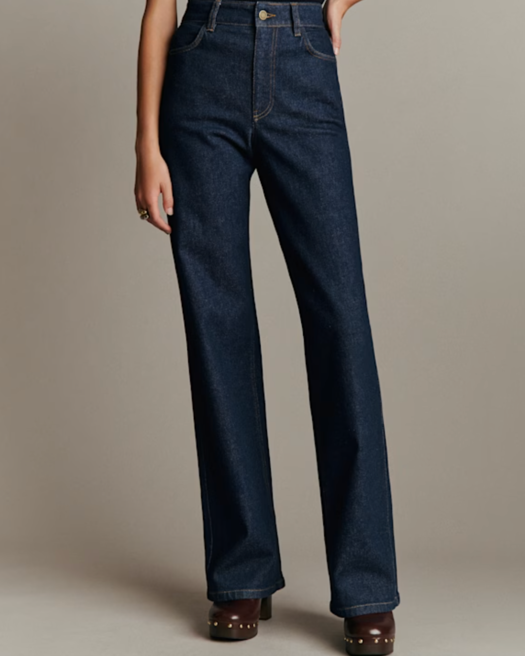 Dark denim straight leg jeans