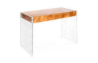 A mappa wood desk with acrylic sides