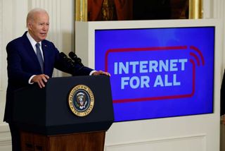 President Joe Biden speaks as he announces a $42 billion investment in high-speed internet infrastructure during an event in the East Room of the White House on June 26, 2023 in Washington, DC.