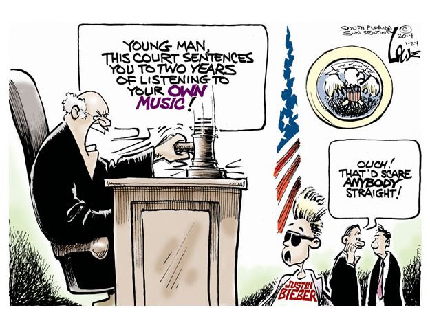 Editorial cartoon Justin Bieber