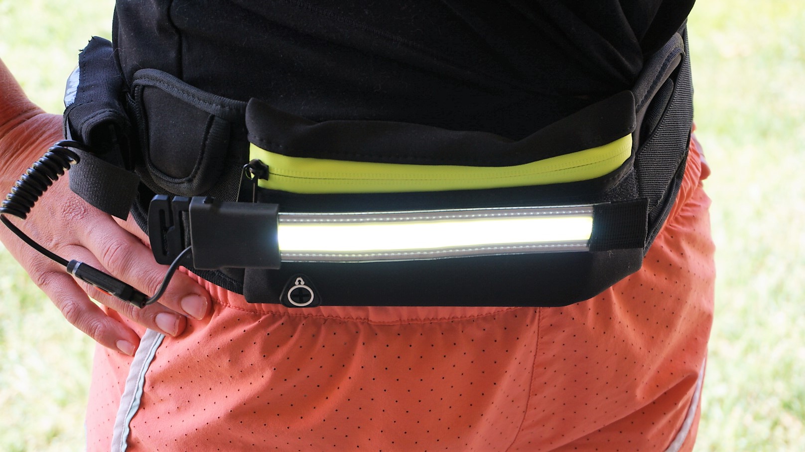 a photo of a running belt that has a light