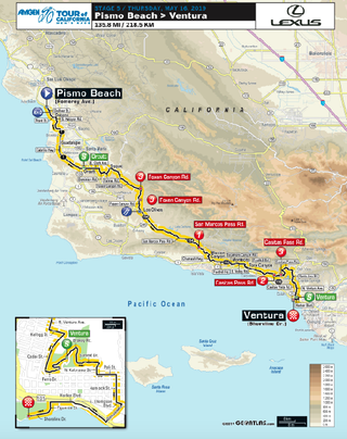 2019 Tour of California stage 5 map