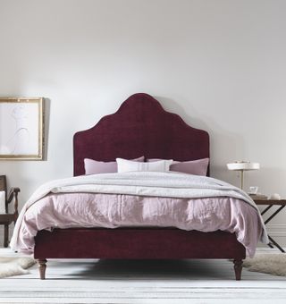 buttonn & sprung bed burgundy velvet headboard
