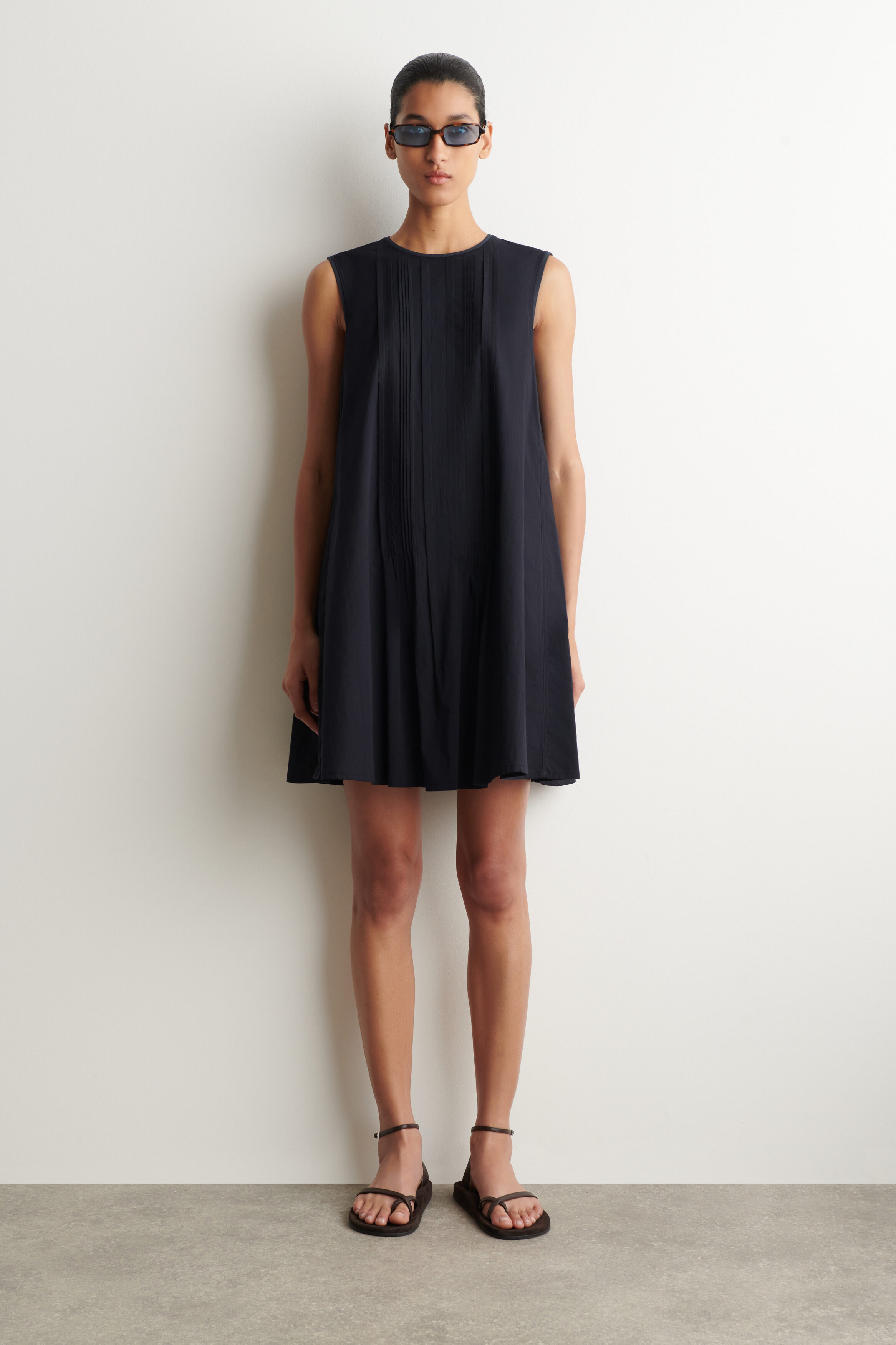 Layered Pintucked Mini Dress