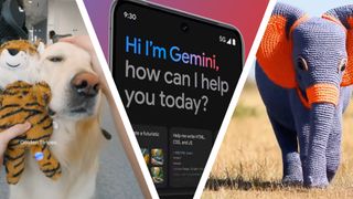 Un perro, un smartphone y un elefante generado por inteligencia artificial