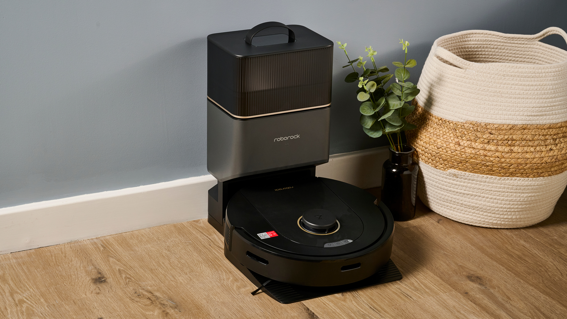 Roborock Q5 Pro+ robot vacuum in its dock