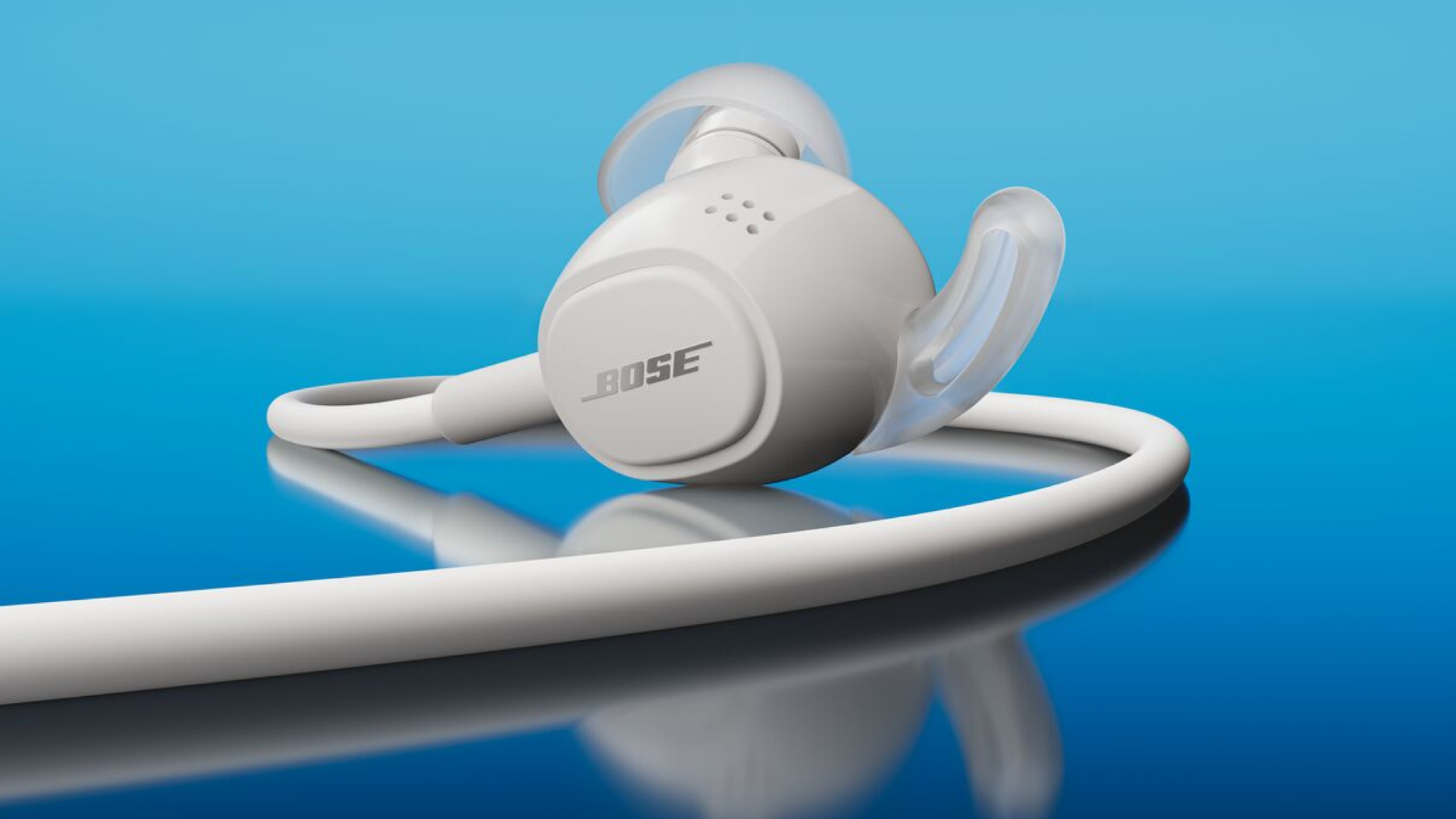 Product photo of the Bose Noise Cancelling Wired Earbuds on blue