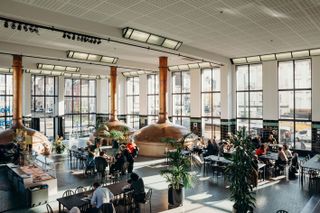 Inside the brewing hall turned café of Wiels in 2018.
