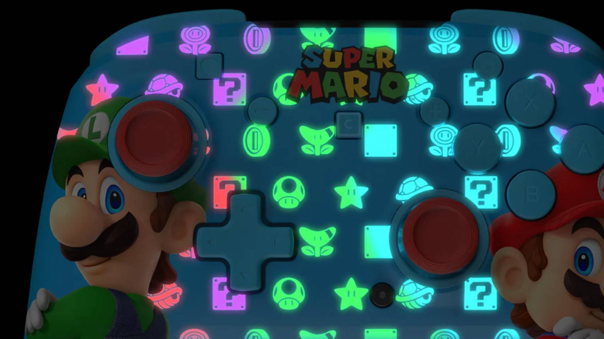 Image of the Mario and Luigi Rematch controller RGB lighting.