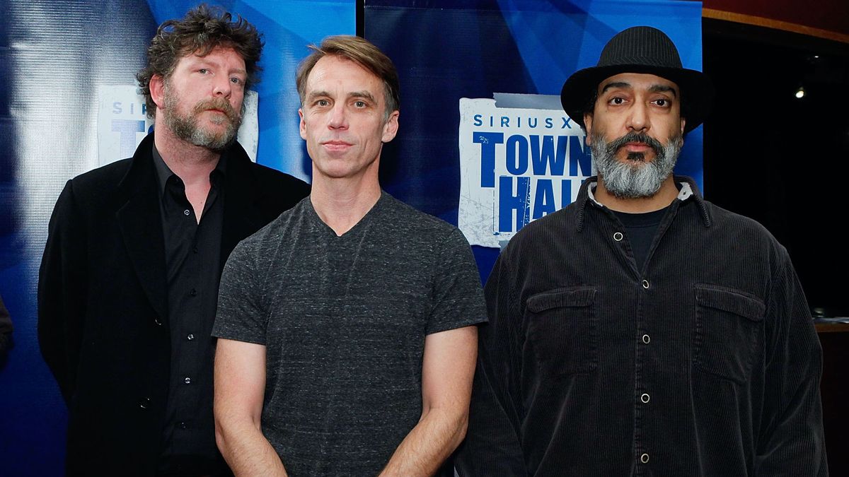 Ben Shepherd, Matt Cameron and Kim Thayil of Soundgarden attend &quot;SiriusXM&#039;s Town Hall with Soundgarden&quot; with moderator Taylor Hawkins&gt;&gt; at Electric Lady Studios in New York City