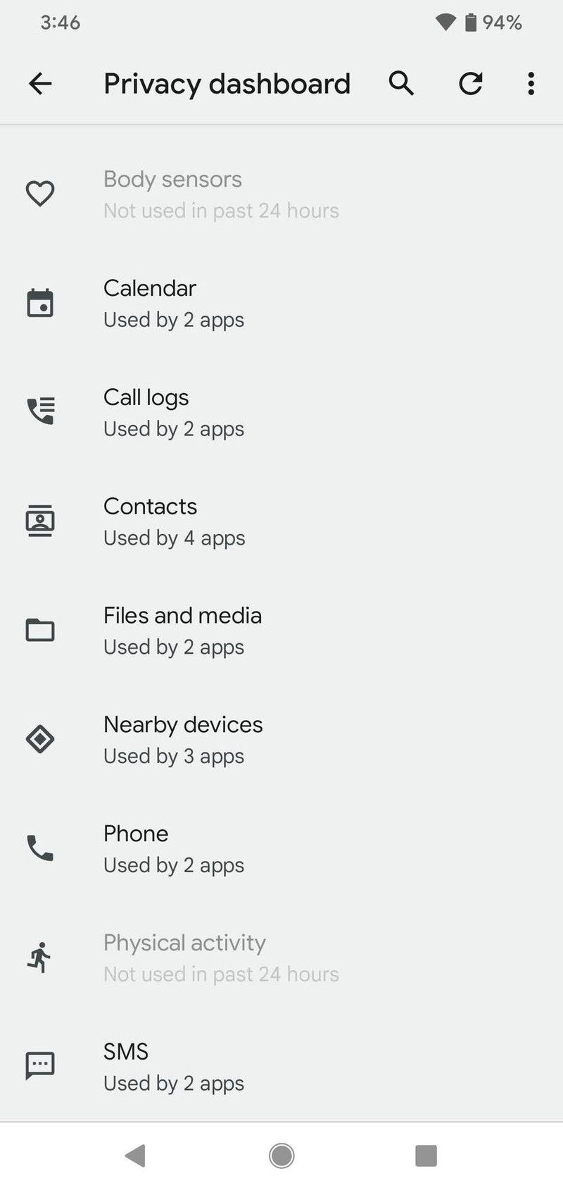 Android 12 Privacy Dashboard Screenshot