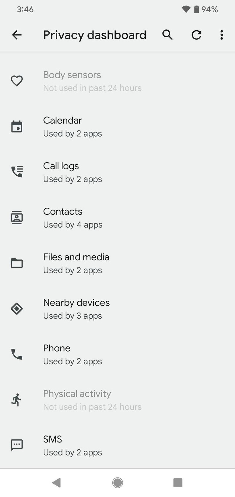 Android 12 Privacy Dashboard Screenshot