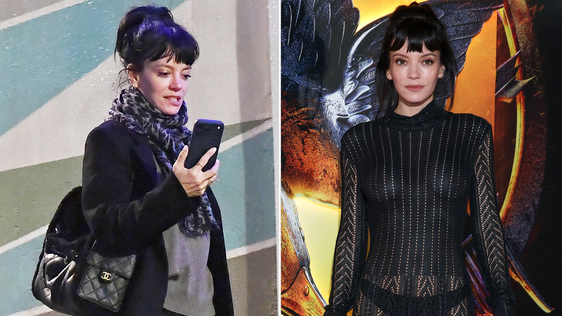Lily Allen was seen in West London wearing an all-black &quot;revenge&quot; look and a Chanel 25 bag