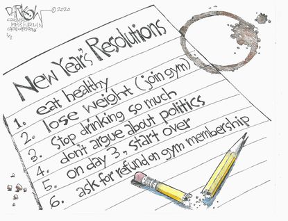 Editorial Cartoon U.S. New Years Resolutions