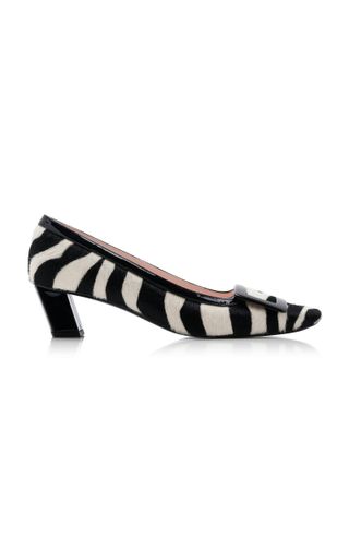 Belle Vivier Patent Leather-Trimmed Pony Hair Pumps