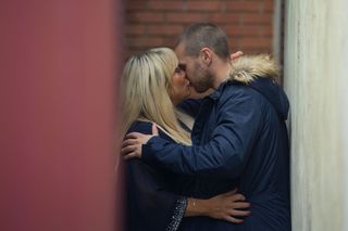 Sharon Watts and Keanu Taylor kissing