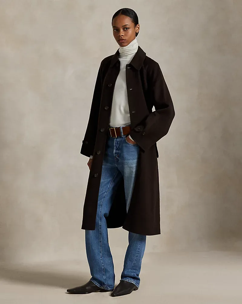 Wool Cashmere Blend Balmacaan Coat