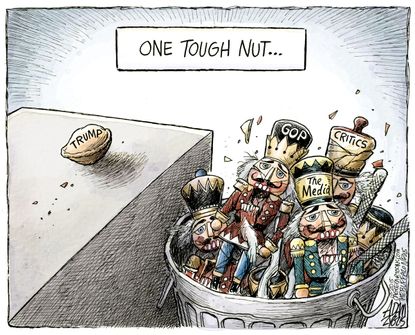 Political cartoon U.S. Donald Trump Nutcracker