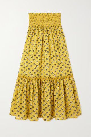 Tory Burch Convertible smocked floral-print cotton-voile skirt