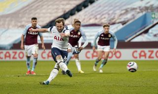Harry Kane scores against Aston Villa