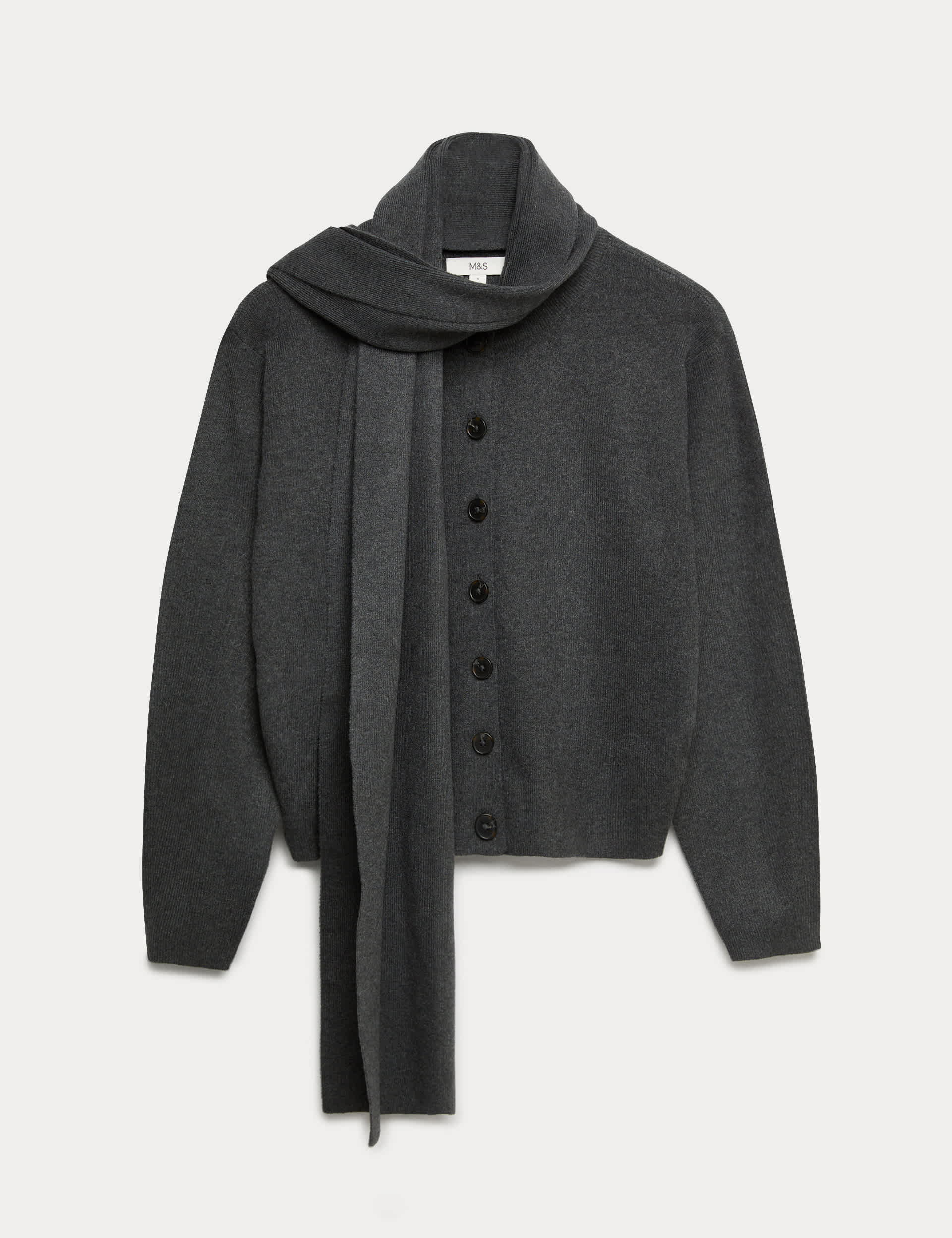 Air-Yarn Scarf-Neck Cardigan
