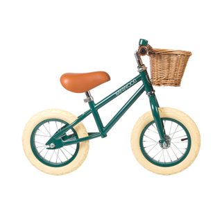 christmas gifts for boys: balance bike in green and cream colour by bobby rabbit